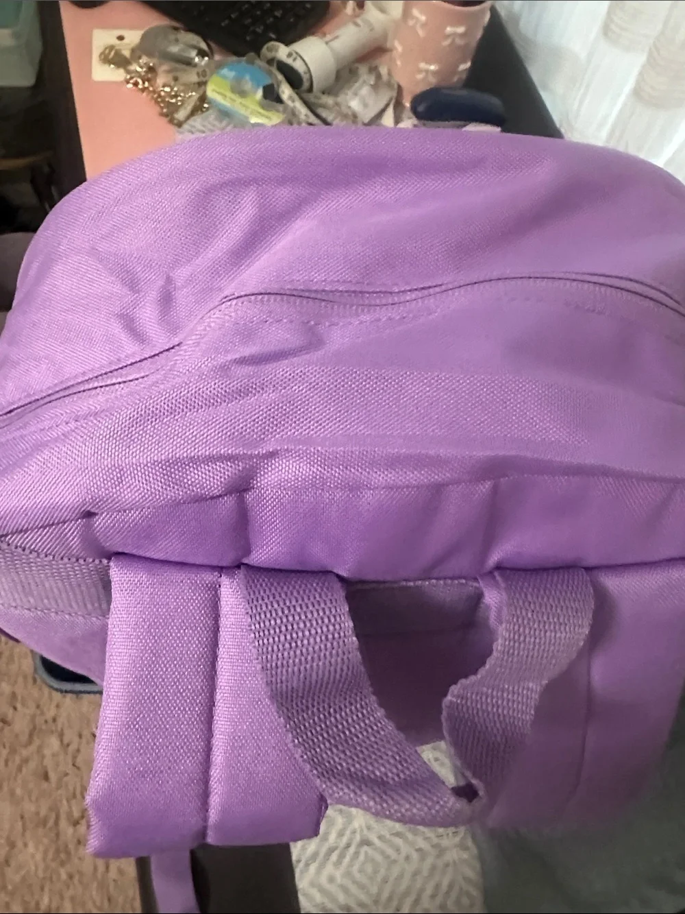 Lavender Backpack with Front Zip Pocket & adjustable straps NWT